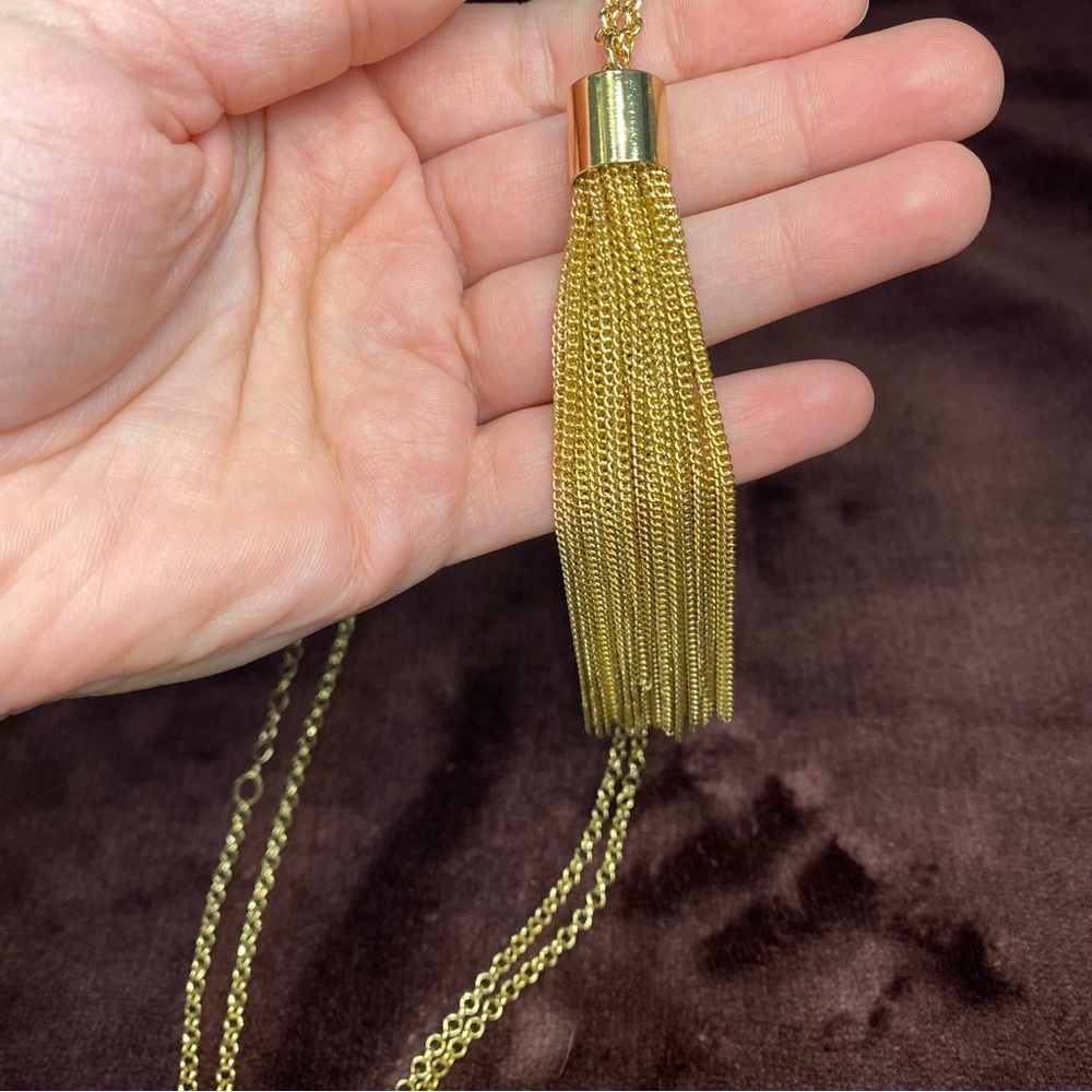 Gold tassel necklace